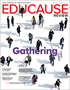 EDUCAUSE Review印刷版封面，第54卷第4期，2019年秋季;聚集在头顶上的人们在公共空间散步和交谈