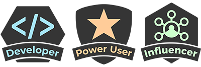 3徽章：开发人员，权力用户和影响者